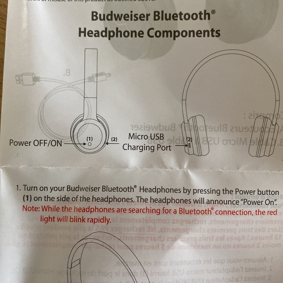 NEW BUDWEISER BLUETOOTH HEADPHONES - Picture 6 of 7